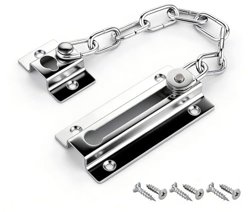 Stainless Steel Door Chain,Heavy Duty Internal Door Chains for Front Foor, Anti Theft Chain Lock for Door with Screws, Door Chain Lock, Door Security Chain, Front Door Chain Lock