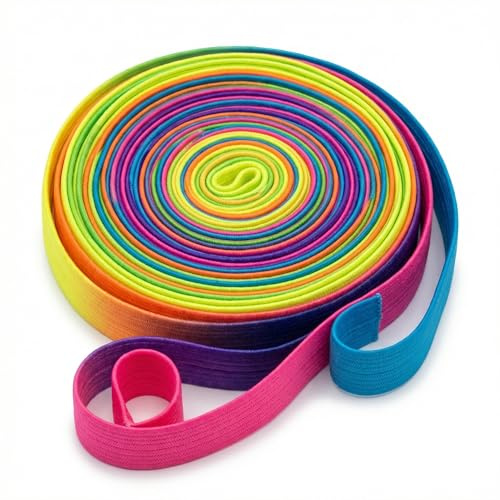 PRECORN Gummitwist Kinder 6 m Regenbogen – Hüpfgummi Spiel für Indoor & Outdoor, Bewegungsspielzeug & Gartenspiel – Geschenk für Mädchen & Jungen zu Geburtstag, Weihnachten, Ostern & Einschulung