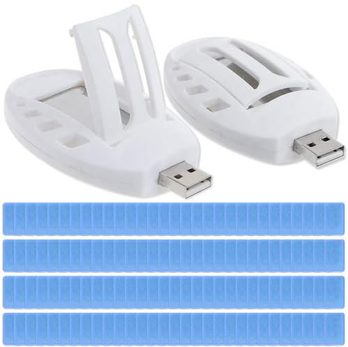 KBIBCK 2 PCS Mückenstecker USB, Tragbare USB Elektrische Mückenschutz Killer mit 120 Mückenschutztabletten, Tragbare Steckdosen-Mückenschutz, Mückenabwehr für Fliegen Mücken Motten Sommer Zuhause