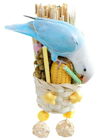 Vogelspielzeug - Vogelspielzeug aus Naturholz | Interaktiver, dekorativer Kauhäcksler für Vogelkäfige, für Turteltauben, Sittiche, Innen- und Außenbereich, Terrasse, Innenhof, Balkon, Garten