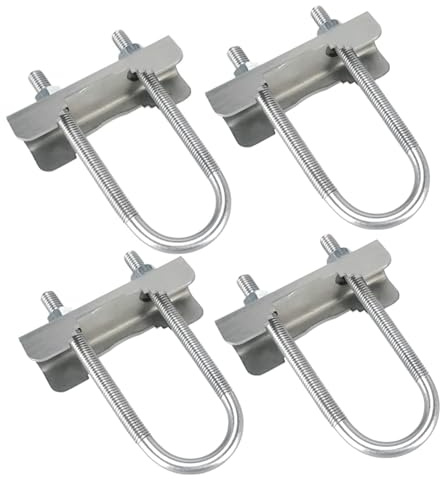 Perno de sujeción en U de cabeza redonda de metal, Paquete de 4 abrazaderas perno en forma U acero inoxidable M6 (32-52) x (65-140) mm, plateado(M6*42 * 110mm)