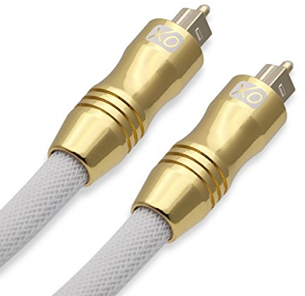 Optical Digital Audio Cables (1.5m) - XO Ultra TOSLINK S/PDIF Cable [24K Gold-Plated, Ultra-Durable] Male to Male Lead for LG/Samsung/Sony/Philips Sound Bar, Smart TV, Home Theater, PS4, Xbox - Black