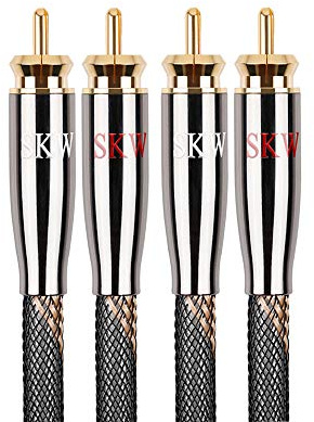 SKW Audiophiles Audio Câble RCA, Cuivre de haute pureté 2RCA Mâle vers 2RCA Mâle Câble pour CD,décodeur,DSP, amplificateur - 2M