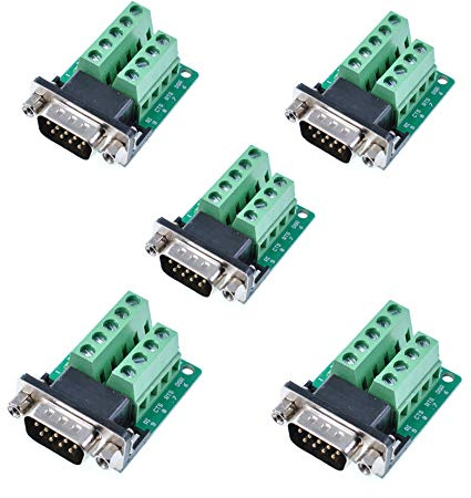 Oiyagai 5 Stück DB9 - M2 Stecker 9-polig mit Mutter Adapter zu Anschlussmodul Signal Lötfrei