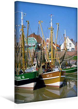 Premium Textil-Leinwand 30 x 45 cm Hoch-Format Fischerhafen Greetsiel, Ostfriesland | Wandbild, HD-Bild auf Keilrahmen, Fertigbild auf hochwertigem Vlies, Leinwanddruck von Lothar Reupert