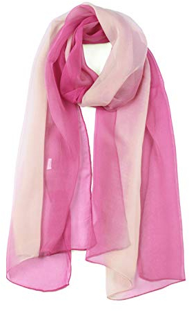 Uxcell Long Chiffon Lightweight Sheer Wedding Scarf Silky Gradient Color Party Shawl Spring Summer Beach Wrap for Women Pale Pink Fuchsia 63x19.6