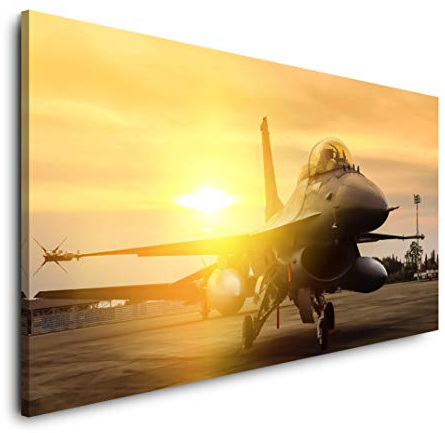 F16 Falcon Flugzeug Technik 120x 60cm Panorama Leinwand Bild XXL Format Wandbilder Wohnzimmer Wohnung Deko Kunstdrucke
