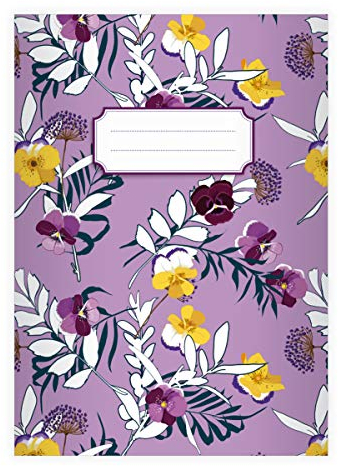 Kartenkaufrausch 16 feine Blumen DIN A4 Schulhefte, Schreibhefte mit Stiefmütterchen, lila Lineatur 20 (blanko Heft 16 Blatt/32 Seiten) Notizheft, Kladde für Schule, Universität, Büro