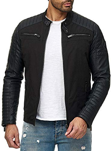 Redbridge Herren Jacke Lederjacke Kunstleder Biker Übergangsjacke Schwarz M