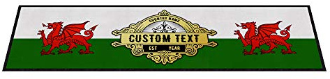 Purple Print House Personalised Bar Mats - Country Flag Beer Mats - Bar Accessories For Home Pub - Cocktail Gin Bar Rubber Runner Mat Custom Text - Gift Idea For Him (Wales, Medium 880x250)