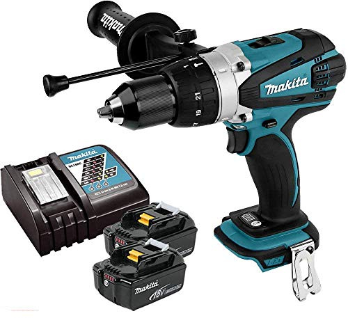 Makita DHP458Z 18V Li-ion Cordless Combi Drill with 2 x 3Ah Batteries & Charger