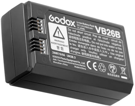 Godox VB26 VB26B Akku 7,2 V 2980 MAh für Godox V1 C/N/S/F/O/P Rundblitz und Godox V860iii S/N/C/F/O/P Blitz V850III AD100Pro Blitzgerät
