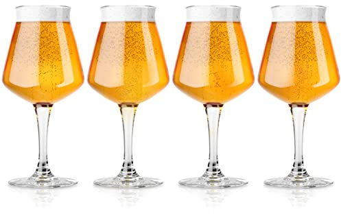 DU VINO Vaso de cerveza Nucleated Teku 3.0, 402.6 g, paquete de 4, cristalería aislada para una mejor retención de la cabeza y liberación de aroma, vasos de cerveza artesanales para el hogar