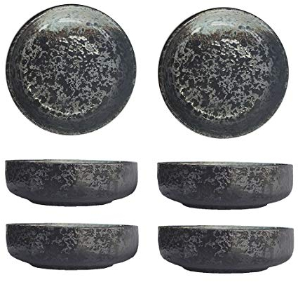 3.5 Inch Japanese Style Classic Porcelain Side Dish Bowl Seasoning Dishes Soy Dipping Sauce Dishes-Set of 6-Black