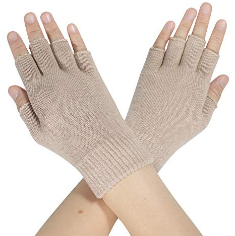 ZLYC Kvinnor vinter fingerlösa handskar ull stickad halvfinger stretchhandske