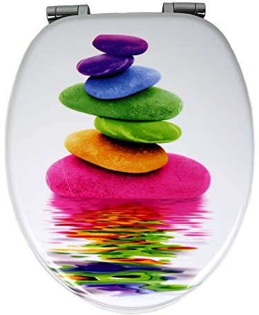 OGOMONDO Sedile Wc Copri Water Universale Frizionato Colorato Fantasia MDF Chiusura Rallentata