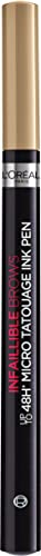 L'Oréal Paris Unbelieva Brow Micro Tatouage 101 Blonde, wischfester Filzstift mit Dreizack-Spitze, bis zu 24H Halt, Microblading-Effekt