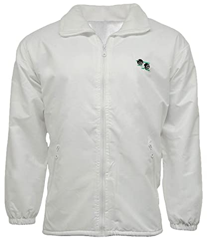 FAIRY TRENDZ Adults Long Sleeve Bowls Bowling Mesh Lined Waterproof Jacket With Detachable Hood Raincoat Plus Size (White 2X-Large)