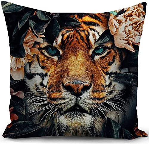 HUASHUZI Kissenbezug 40 x 40 cm Tiger Dschungel Kissen deko Geschenke für sofakissen kissenbezüge dekokissen couchkissen kissenhülle Sofa Schlafzimmer Wohnzimmer Zimmer zierkissen