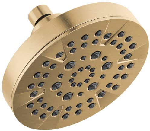 Delta 5-Setting Champagne Bronze Shower Head with High Pressure Spray, 6 Inch Round Shower Head, Showerheads, 1.75 GPM Flow Rate, Champagne Bronze 52535-CZ