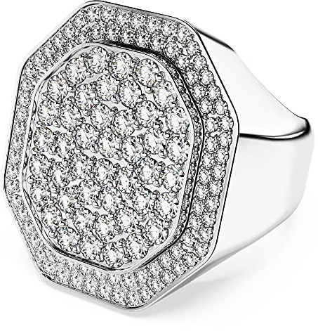 Swarovski Dextera Cocktailring, Rhodinierter Damenring mit Edlen Swarovski Kristallen