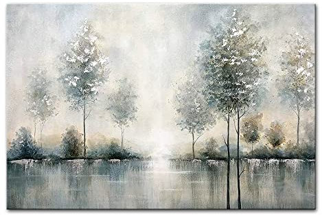 Mintura Kunstwerk, handbemalt, Der graue Wald, Wandkunst, Bild, Wohnzimmer, Acryl, Leinwand, Bürodekoration, Ölgemälde auf Leinwand (80 x 120 cm, ungerahmt)