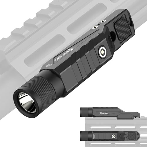 DEFENTAC Torcia tattica zoomabile 1750lm con momentanea e stroboscopica per fucile, luce per armi con interruttore a pressione integrato, compatibile con superficie ferroviaria M-Lok, ricaricabile