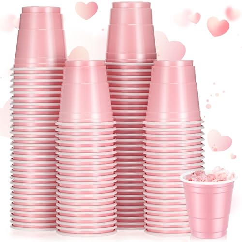 Roshtia 100 Pack 2 Oz Plastic Shot Glasses,Light Pink | Pink Shot Cups Bulk, Party Wedding Bar Supplies, Mini Disposable Shot Glasses, Beer Tasting Serving