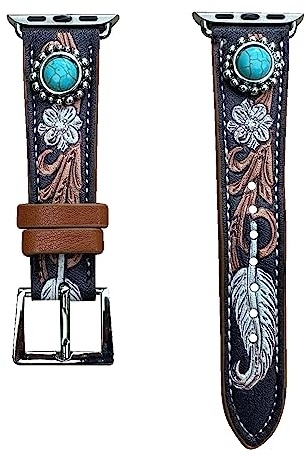Wonderent Western Watch Strap for Apple Watch 38mm 40mm 41mm 42mm 44mm 45mm and Series 9, 8, 7, 6, 5, 4 and SE