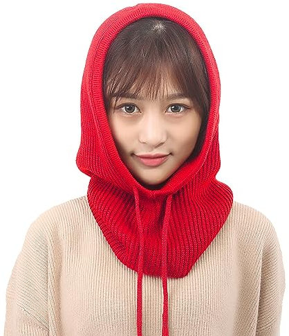 Sturmhaube Damen Gesichtsmaske Strickmützen Winter Warme Balaclava Schlupfmütze Skimütze Radfahren Mütze Schal,Verstellbare Kapuzenschal Kopfbedeckung Beanie Wintermützen für Skifahren Radfahren