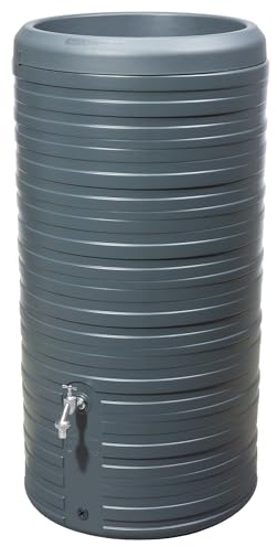 GARANTIA Nordic 2in1 Regentonne 300 Liter Graphite Grey inkl. Pflanzschale - Regentonne, Wassertank, Regenfass, Regenwassertonne, Wasserbehälter, Regenwassertank, Wasserfass, Wassertonne
