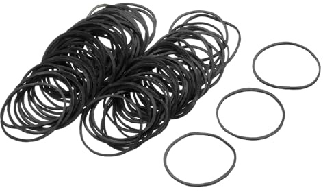 sourcing map 100 Pack Rubber Band Stretchable Rubber Elastic Band Black 25mm x 1mm Hair Rubber Bands for Home Office