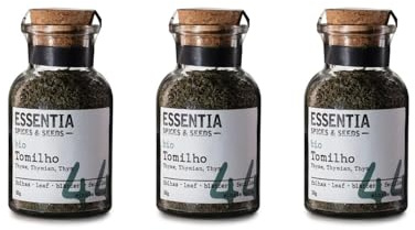 Thym – Lot de 3 pots de 30g – Saveur douce avec des notes de clou de girofle et de camphre – Recommandé pour de nombreuses préparations – Origine portugaise – Produit gastronomique