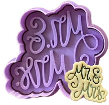 Tagliabiscotti.it - Cookies Cutter Mr&Mrs - Matrimonio - Fidanzamento - Cookies Cutter - Formina per Biscotti e PDZ - Stampo + Cutter - 7cm x 7cm