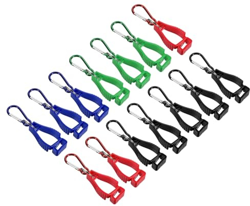 PATIKIL Glove Clips, 14 Pack Gloves Holder Clip Glove Belt Keeper Work Gloves Grabber Helmet Hanger for Construction Worker, Black Blue Green Red