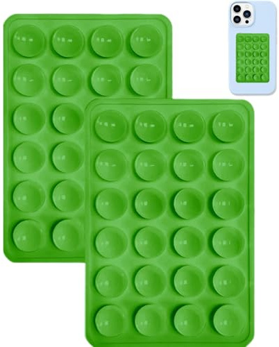 Xzyden 2PCS Silicone Suction Phone Case Mount,Non Slip Suction Cup Phone Mount,Hands-Free Phone Accessories Holder for Selfies and Videos,Silicon Adhesive Phones Stand for Cell Phones(Green)