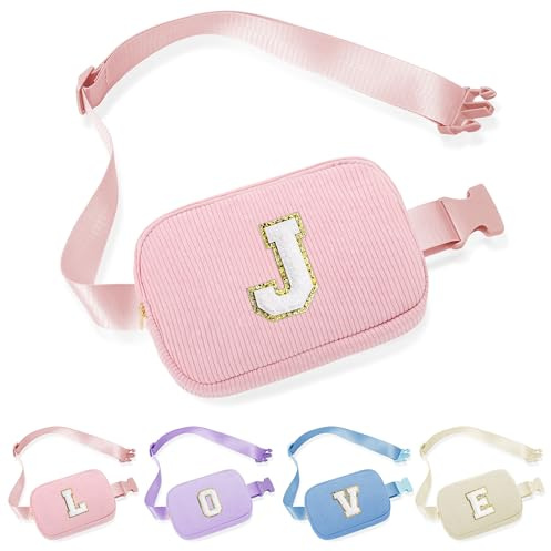 Parima Bauchtasche Mädchen Kinder - Cord Buchstaben Bauchtasche Gürteltasche Damen Personalisierte Gürteltasche Geschenke für Mädchen Kinder Geburtstagsgeschenk für Frauen Hüfttasche mit Buchstaben J