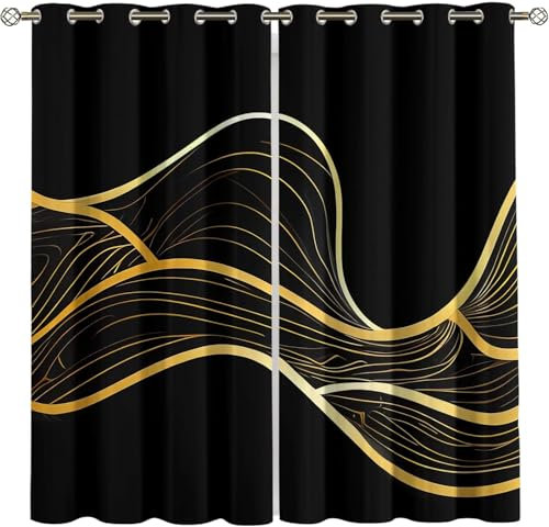 Kinder Verdunkelungsvorhänge 170X200 cm (B + H) Bunte Abstrakte Linien 3D Polyester Ösen Vorhang, Für Wohnzimmer Schlafzimmer Blickdicht Schallschutzvorhänge 2Er Set 2X -Esszimmervorhang -81813953