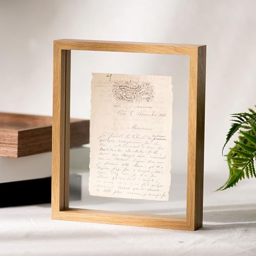 Machtiging Cornice Portafoto A4, Floating, Doppio Vetro, Bifacciale, Trasparente, Antipolvere, AntiGraffio, per Opere d'Arte, Poster, 14.2 x 18.6 cm, Bianco, Vetro Acrilico