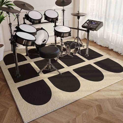 Elektronisches Schlagzeug Teppich Schallschutzmatte Drum Teppich Antivibrationsmatten rutschfeste Trommel Teppiche Schalldicht Matte für E Drum Schlagzeug Snare Teppich Musikinstrumente 200 x 180 cm