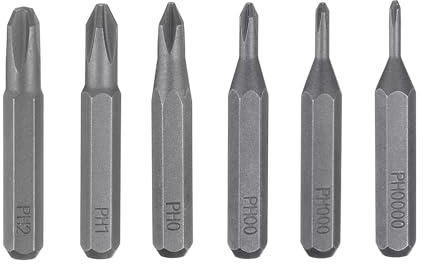 QUARKZMAN 6pcs PH00000-PH2 Embout de Tournevis Cruciforme Ensemble Acier S2 | 5/32 Tige Hexagonale, 28mm Longueur, Magnétique, Tête Phillips pour Réparation de Précision