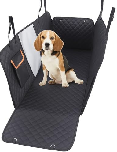 GoBuyer Dog Car Seat Cover Protector Liner Hammock for Car Boot and Back/Rear Seat Accessories - Universal, Heavy-Duty & Non-slip + Headrest Strap Seat Belt