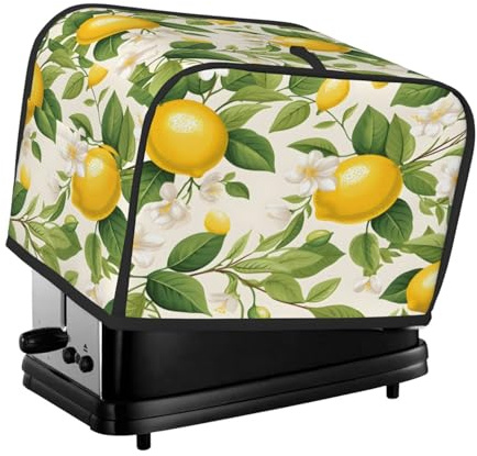 Toaster Cover 2 Slice, Lemon Flower Leaves Waterproof Dustproof Kitchen Small Appliance Covers
