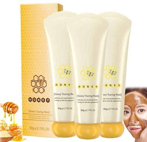 Honey Tearing Mask, Honey Peel Off Maske Gesicht, Honey Tearing Peel Masks Oil Control Painless Blackhead & Dead Skin Remover, Honey Tearings Mask Peel, Deep Cleaning & Pores Shrink,Whiten Skin (3PC)