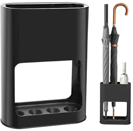 Penbinmall Porte-parapluies avec bac d'égouttement amovible, support de parapluie en plastique pour parapluies longs/courts, porte-parapluie intérieur - noir