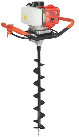 MIIWWOWO 2.3HP Fence Post Auger Garden Hole Digger Small Rotavator, Drill 80CM, Augers & Posthole Diggers for Mailbox Post Digging, Fence and Deck Installation, Tree Planting