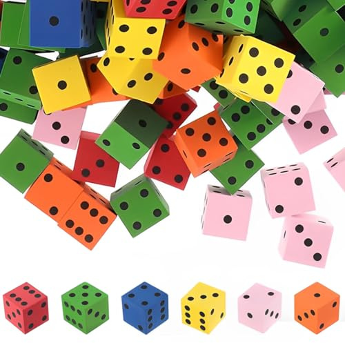 48 Pezzi Gommapiuma Dadi da Gioco, Dadi in Gommapiuma, 2 cm, Cubi Morbidi, Giochi Didattici per Bambini, Scuola per Festa Della Mamma, I Compleanni E Altre Festività