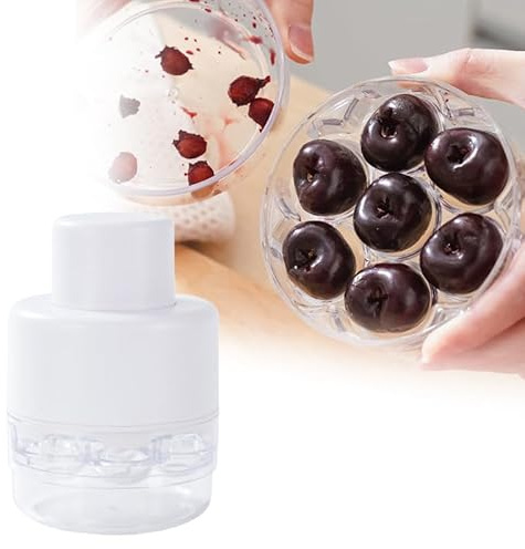 Dénoyauteur à Cerises, 2025 Nouveau Grande Capacité Dénoyautage avec 7 Dénoyauteurs pour Cerises Rouge pour la Séparation Propre de la Chair et du Noyau (Blanc)