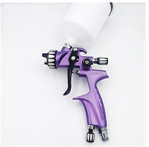 Spruzzatore di vernice, HVLP Auto Paint Spray Gun 1.3mm Auto Home Industrial Spray Paint Tools Pistola a spruzzo manuale a bassa pressione Capacità tazza 600ml,Modello di spruzzo stabile(Purple)