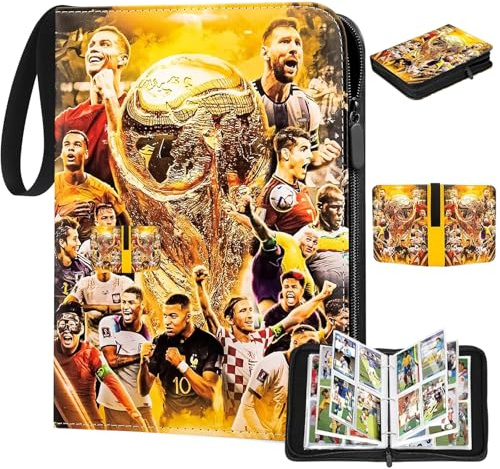 Cromos Futbol con Cremallera Páginas con Capacidad, para Fotos de Fútbol, Tarjetas Bancarias, Tarjetas de Identificación (Amarillas)